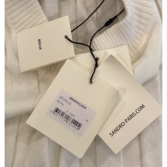 SANDRO Paris Ribbed Logo Lightweight Sweater Size 4 US XL NWT $245 MSRP - Picture 9 of 12